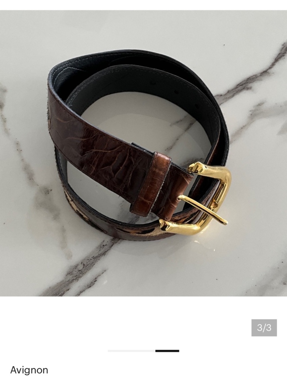 Brown Leather Belt with Gold Buckle Vintage